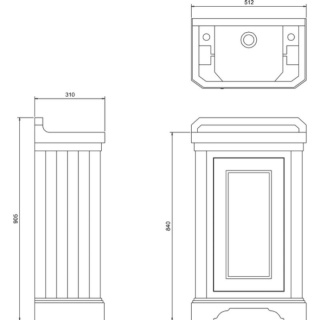 Burlington Cloakroom Vanity Unit, Basin with Door